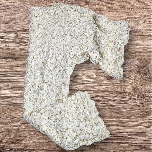 Vintage Cream Cotton Lace Free Form Open Weave Cocktail Dress size M - Picture 7 of 16